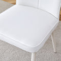 Table And Chair Set, Mdf Desktop, White Metal Table Legs, Stable And Beautiful, Suitable For Most Styles Of Home. Modern Simple Dining Table, Comfortable Seating. White Seats 4 Mdf