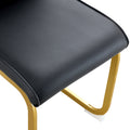 Luxury Simple Arch Chair Set Of 2 Black Pu Material High Resilience Dining Chair With Arched Metal Gold Leg. Black Gold Set Of 2 Metal,Pu