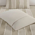 3 Piece Striped Cotton Comforter Set Taupe King Cal King Taupe Cotton