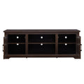 Farmhouse Rattan Tv Stand Console Table For Tvs Up To 70 Inches, Tv Console Table With 2 Storage Shelves, 2 Natural Rattan Door Cabinets, 65