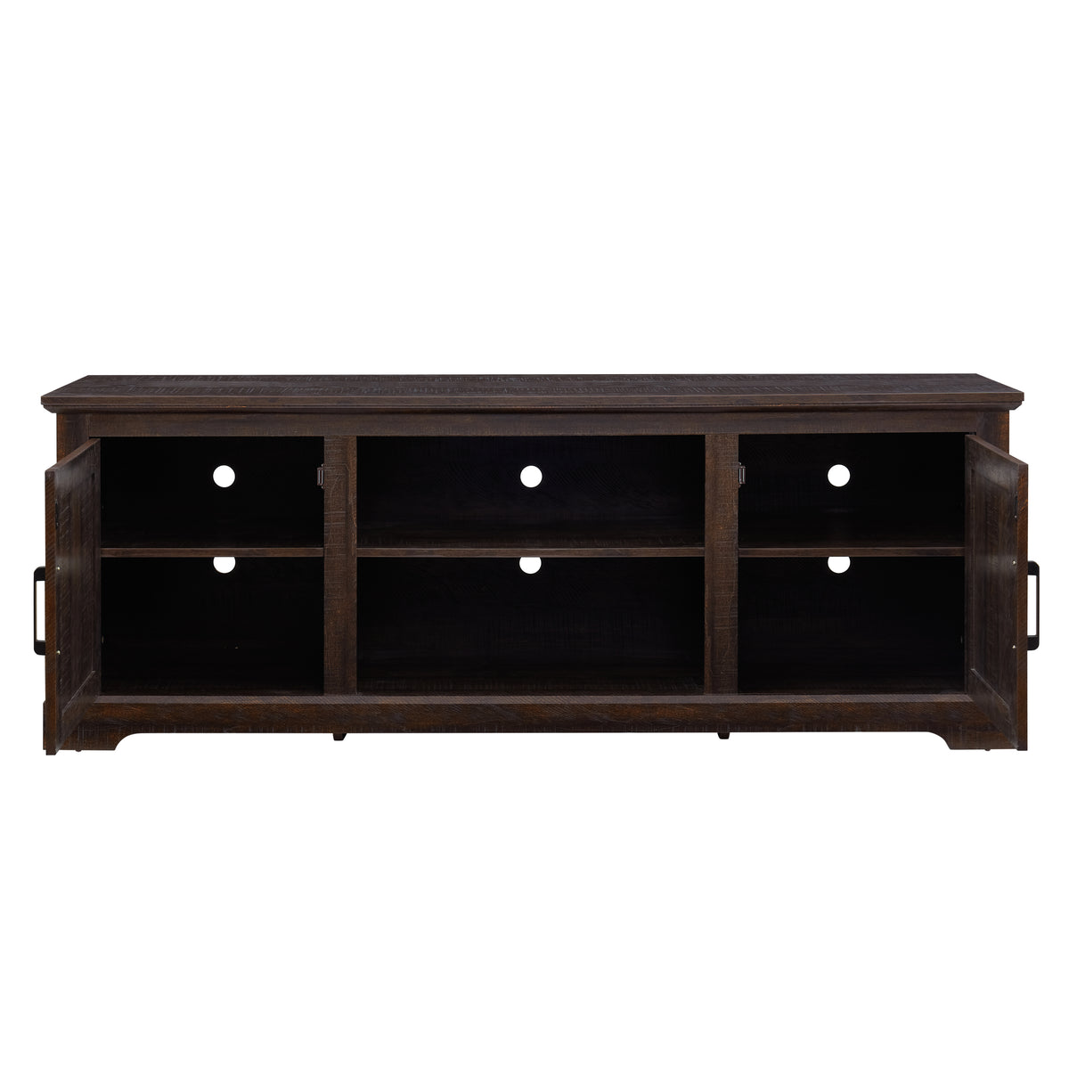 Farmhouse Rattan Tv Stand Console Table For Tvs Up To 70 Inches, Tv Console Table With 2 Storage Shelves, 2 Natural Rattan Door Cabinets, 65"W*15.55"D*23.86"H, Espresso Espresso 60 69 Inches Mdf