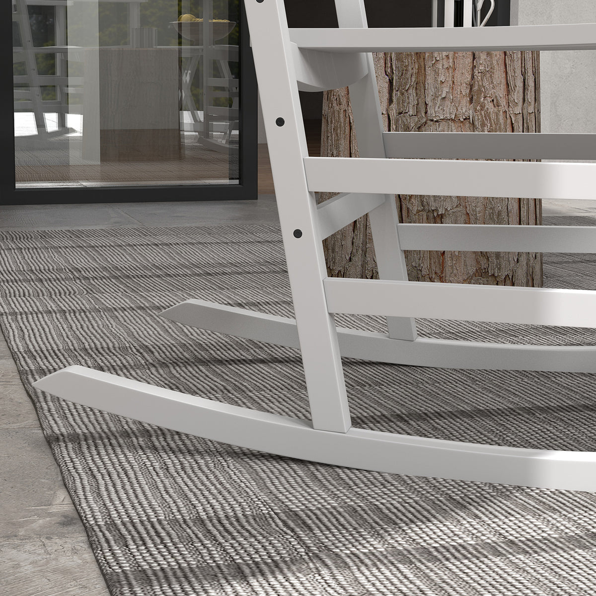 Outsunny Outdoor Rocking Chair Set Of 2 With Side Table, Patio Wooden Rocking Chair With Smooth Armrests, High Back For Garden, Balcony, Porch, Supports Up To 352 Lbs., White White Wood