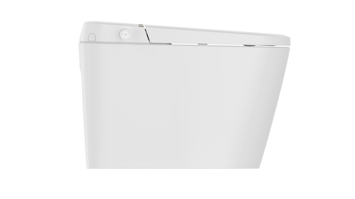 Smart Toilet With Warm Water Sprayer And Dryer, Foot Sensor Operation, Heated Bidet Seat, Tankless Toilet With Led Display White Ceramic,Polypropylene