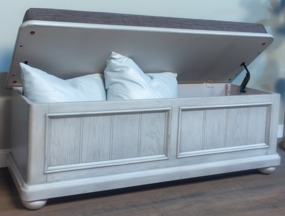 Mariano Gray Storage Bench Gray Primary Living Space Solid Wood