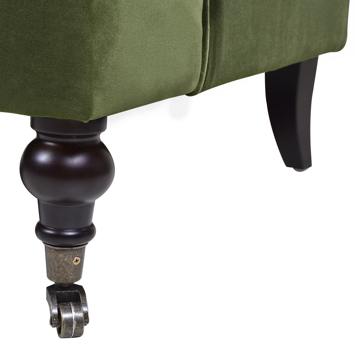 Alana 38" Lawson Accent Arm Chair Metal Casters, Olive Green Performance Velvet Olive Green Foam Velvet