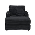 39 Inch Spring Upholstered Armchair And Ottoman Set Comfortable Single Sofa With Cup Holder And Corduroy Fabric, Perfect For Living Room Or Bedroom Black Corduroy 1 Seat