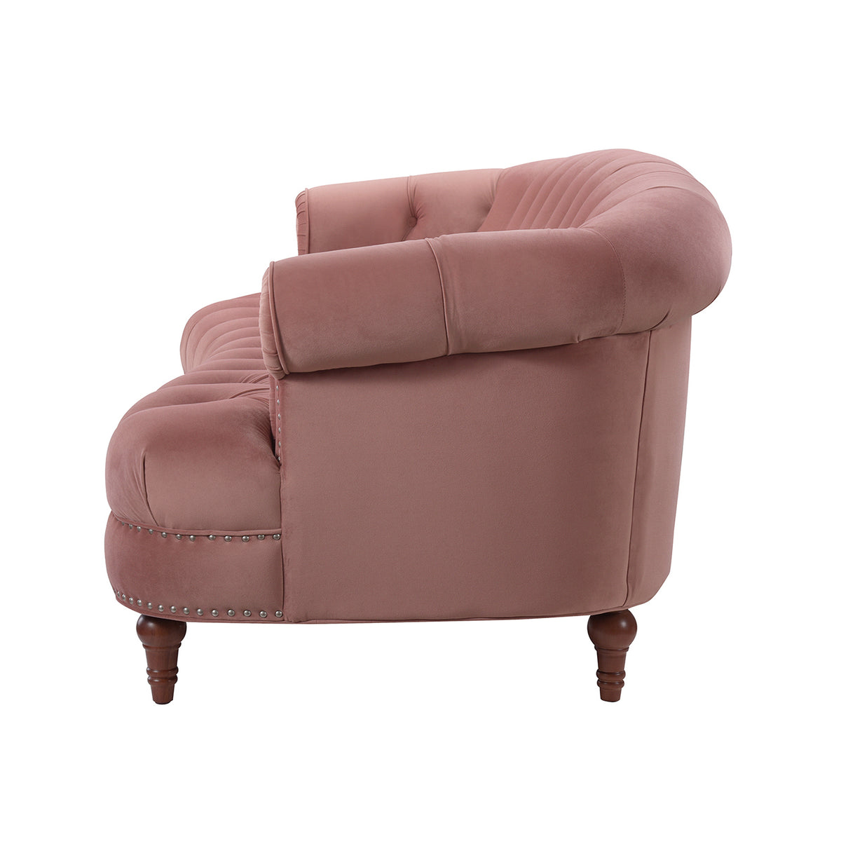 La Rosa Victorian Chesterfield Tufted Sofa, Ash Rose Pink Velvet Pink Foam Velvet 3 Seat