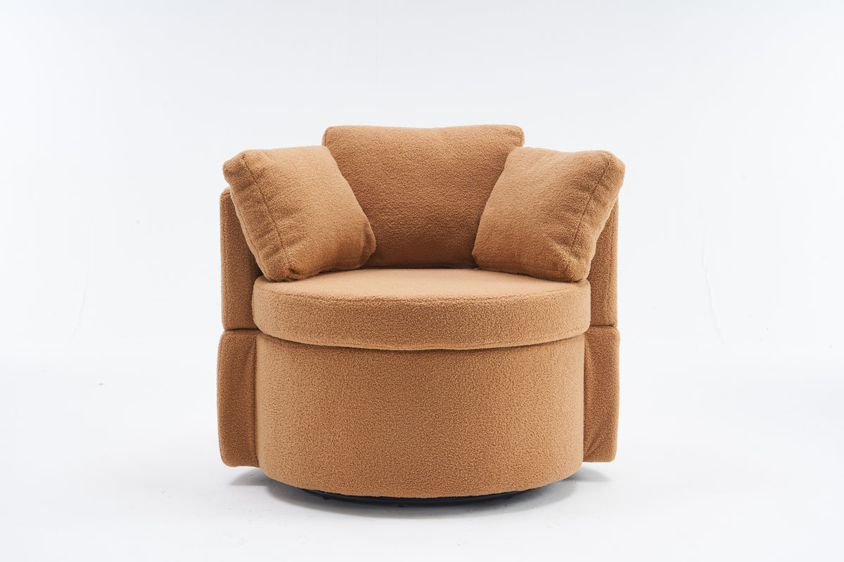 029 Teddy Fabric Swivel And Storage Chair With Back Cushion For Living Room,Khaki Khaki Primary Living Space Modern Foam Teddy