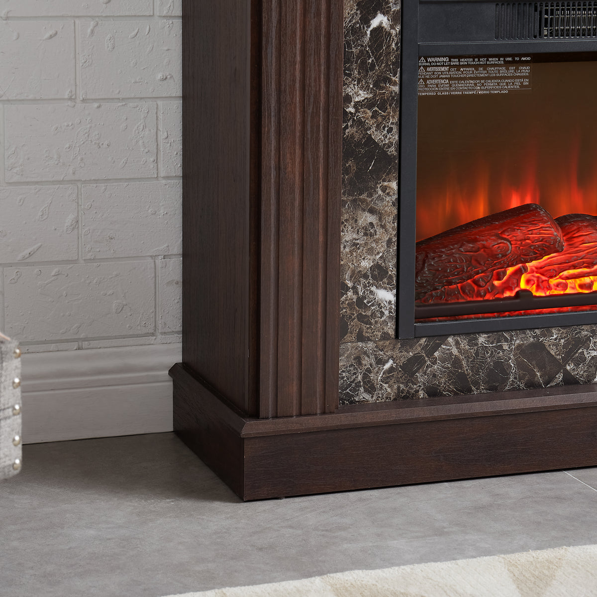 Electric Fireplace With Mantel,Fireplace Mantel Surround With 23" Fireplace Insert, Adjustable Flame, Remote Control, Cherry,41.34"W*14"D*40"H Cherry Mdf