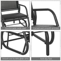 Outsunny Porch Glider Set Of 2, Metal Frame Swing Glider Chairs Withmesh Fabric, Curved Armrests And Steel Frame For Garden, Poolside, Backyard, Balcony, Black Black Steel