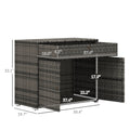 Outsunny Outdoor Towel Rack & Pool Toy Cabinet, Hot Tub Accessory Storage, Freestanding Pe Rattan Wicker Cabinet With Drawer For Indoor, Outdoor Swimming Pool, Spa, Gray Grey Steel
