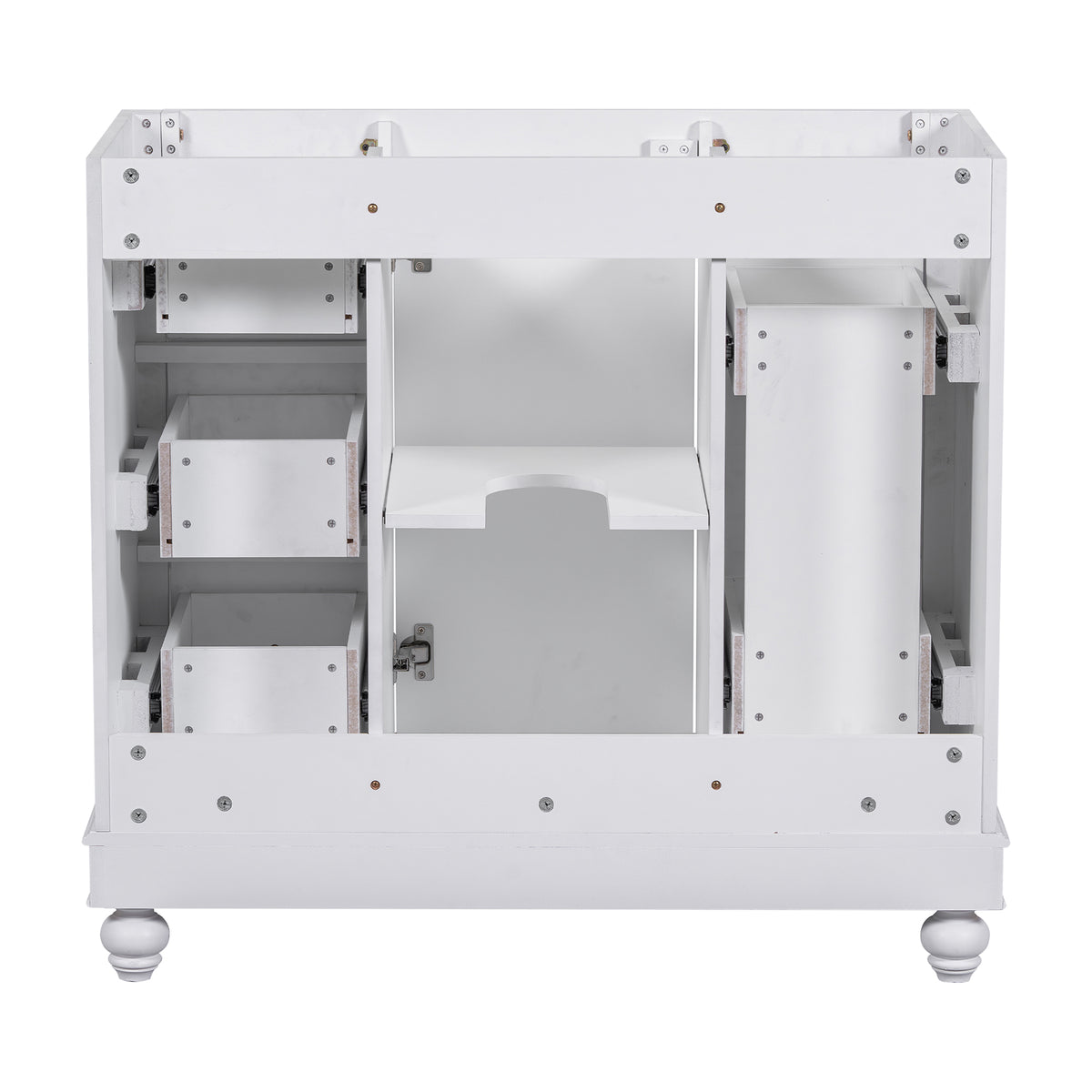 Cabinet Only 36" White Bathroom Vanity Sink Not Included White Solid Wood Mdf Resin