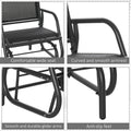 Outsunny Porch Glider, Metal Frame Swing Glider Chair Withmesh Fabric, Curved Armrests And Steel Frame For Garden, Poolside, Backyard, Balcony, Black Black Fabric Metal