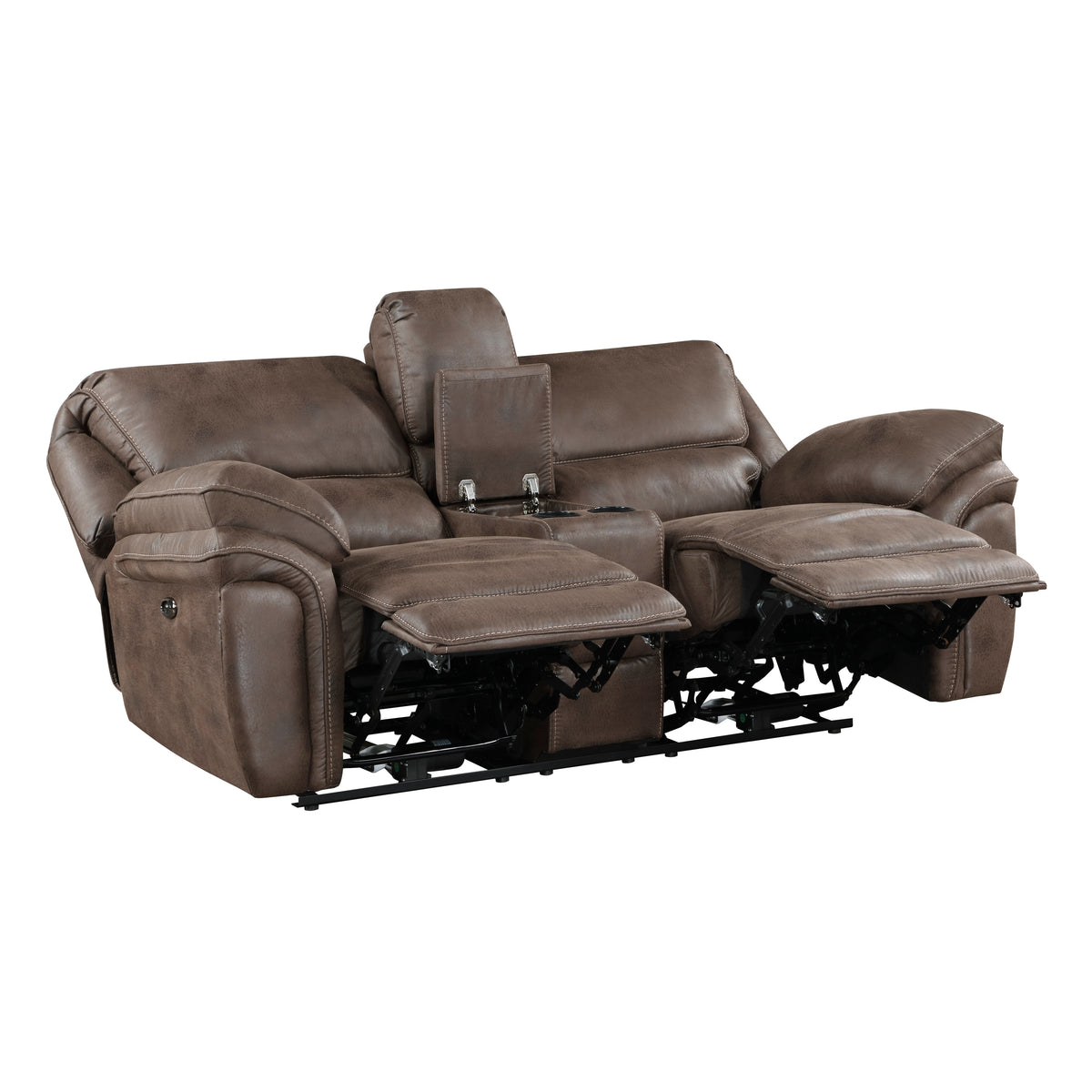 Plush Modern Design Living Room Power Reclining Loveseat Brown Microfiber Upholstery Usb Port Solid Wood Frame Furniture 1Pc Brown Microfiber Wood Primary Living Space Modern Plywood,Solid Wood