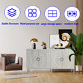 Modern Lacquered 4 Door Wooden Cabinet Sideboard Buffet Server Cabinet Storage Cabinet, For Living Room, Entryway, Hallway, Office, Kitchen And Dining Room, Champagne Silver Lacquered Champagne Adjustable Shelves Engineered Wood