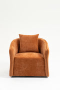 Mid Century Modern Accent Chair With Wood Frame, Upholstered,Swivel Chairs For Living Room Chairs With Waist Cushion, Reading Armchair For Bedroom Sunroom Brown Modern Foam Velvet