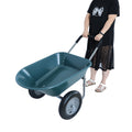 Wheel Barrow Two Wheeled Trolley For Green Garden 15 Inch Pneumatic Wheel Wb1001Gn Green Abs Steel Q235