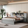 Full Size Platform Bed With Storage Headboard And Lockers, Gray Full Box Spring Not Required Gray Wood Bedroom Solid Wood Mdf