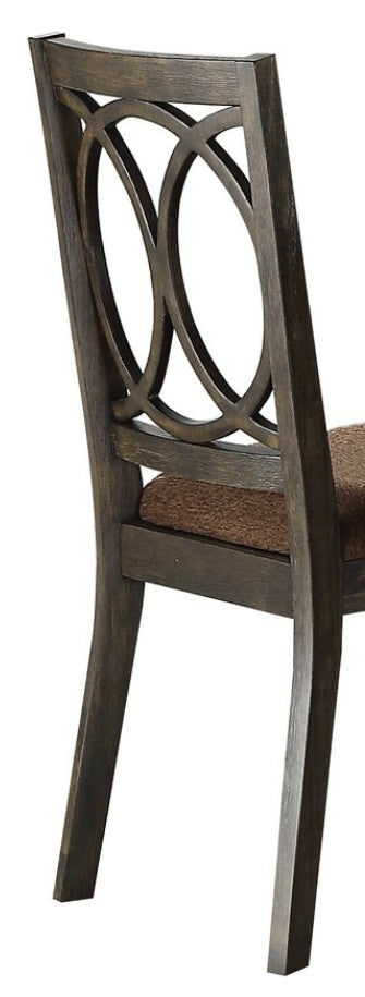 Jameson Brown Fabric & Espresso Finish Side Chair Set Of 2 Brown,Espresso Fabric,Synthetic Wood
