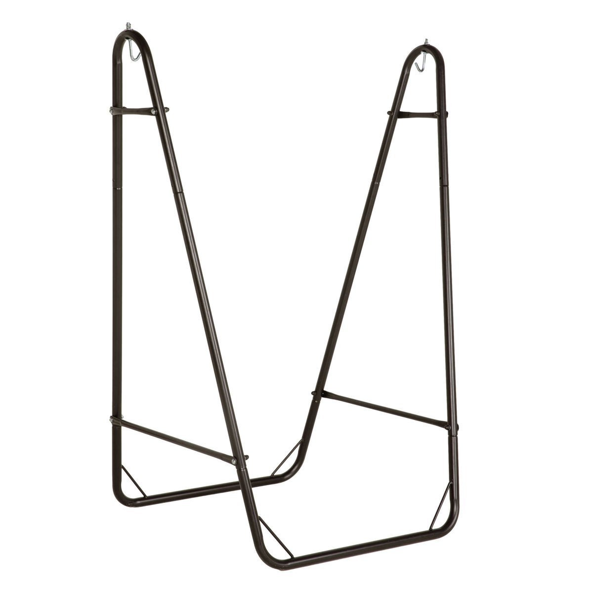 Outsunny Patio Hammock Chair With U Shape Stand, Outdoor Hammock Swing Hanging Lounge Chair With Side Pocket, Brown Cream White White Steel