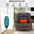 Leather Massage Recliner Chair Manual Living Room Reclining Sofa Brown Faux Leather Manual Handle Metal Primary Living Space Soft Cushion Back Heavy Duty American Design,American Traditional,Antique,Classic Pillow Top Arms Foam Pu Leather