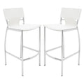 Illa 26 Inch Counter Height Chair, Set Of 2, Chrome Base, Vegan Leather, White White Metal