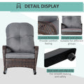 Outsunny Outdoor Wicker Rocking Chair With Wide Seat, Thick, Soft Cushion, Rattan Rocker W Steel Frame, High Weight Capacity For Patio, Garden, Backyard, Grey Gray Steel