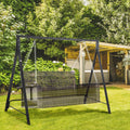 Outsunny Metal Porch Swing Stand, Heavy Duty Swing Frame, Hanging Chair Stand Only, 528 Lbs Weight Capacity, For Backyard, Patio, Lawn, Playground, Black Black Steel