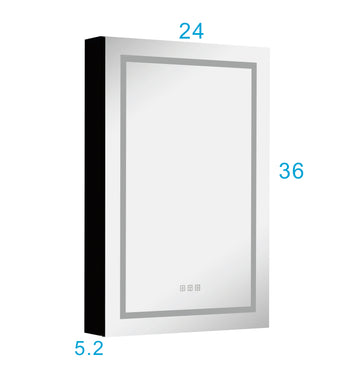 Led Lighted Bathroom Medicine Cabinet With Mirror, Surface Lighted Medicine Cabinet,Dimmable,Shelves,Intelligent Switch Medicine Cabinet, Aluminum Frame,Right Opening Door Matte Black