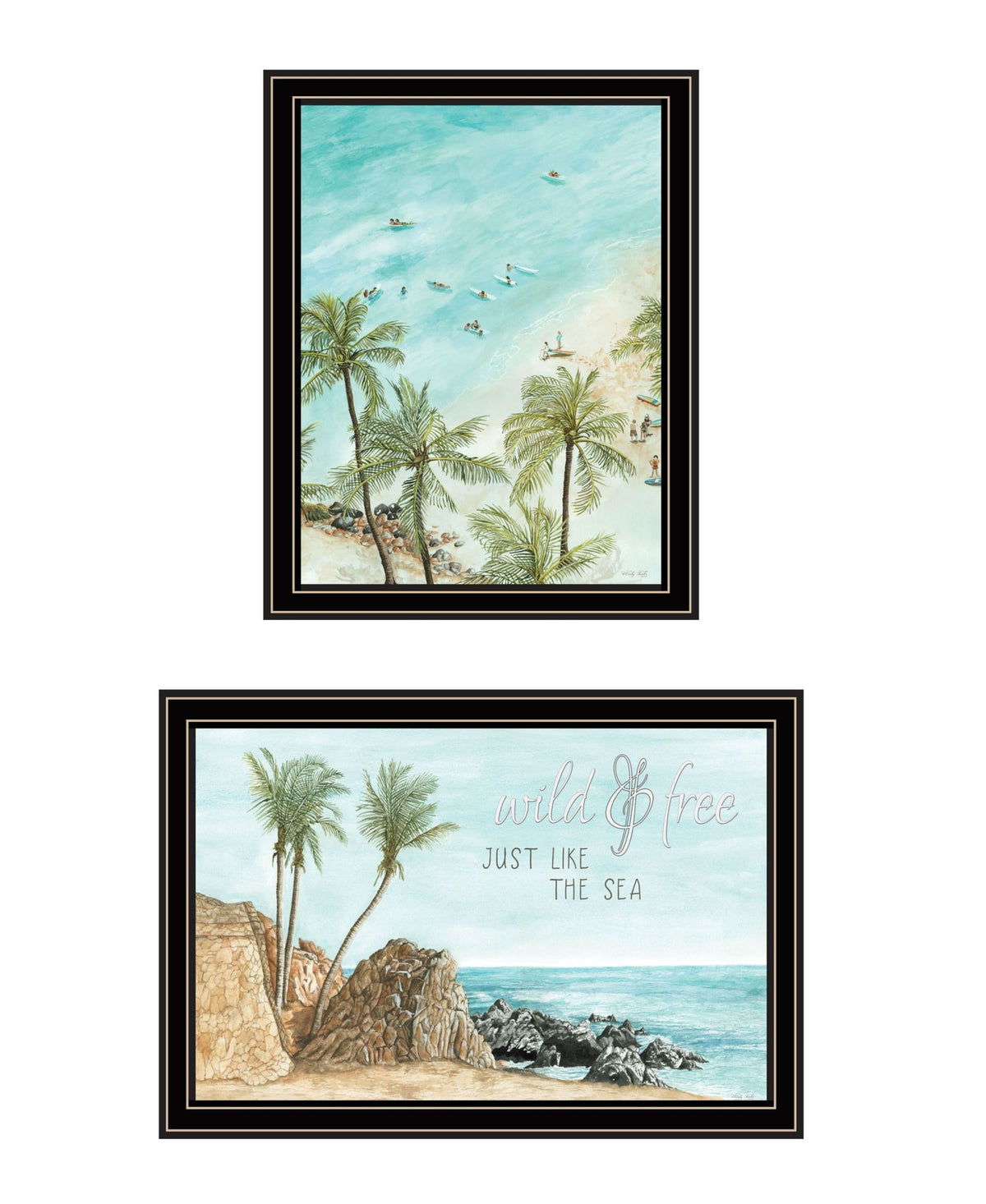 "Wild And Free" In The Ocean Breeze Framed Wall Art For Living Room, Wall Art Print For Home Decor, Bedroom Wall Art By Cindy Jacobs Multicolor Wood Paper