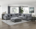 1Pc Modern Living Room Furniture Modular Armless Chair Plush Gray Corduroy Fabric Upholstery Plywood Frame, Matching Pillow Gray Wood Primary Living Space Modern Plywood 1 Seat