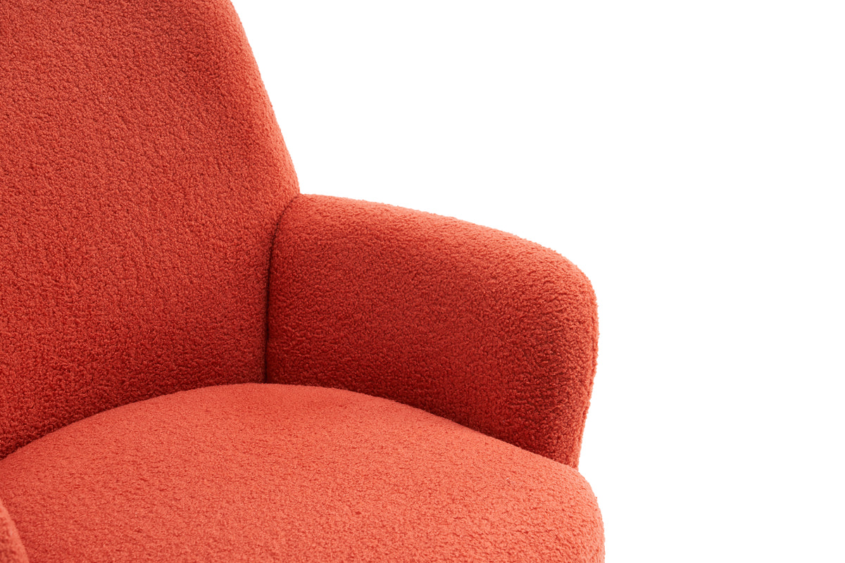 Teddy Swivel Barrel Chair, Swivel Accent Chairs Armchair For Living Room, Reading Chairs For Bedroom Comfy, Round Barrel Chairs With Gold Stainless Steel Base Orange Orange Primary Living Space