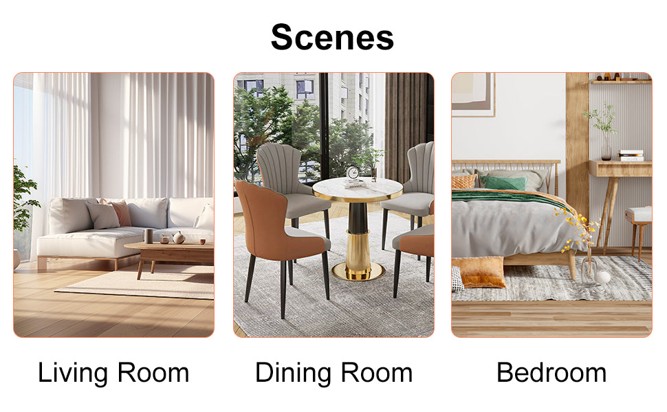 Table And Chair Set.Modern Dining Table, Tempered Glass Countertop With Artistic Mdf Legs.Paried With 6 Comfortable Chairs With Pu Seats And Metal Legs. Suitable For Various Decoration Styles. Black,Transparent Seats 6 Mdf Glass