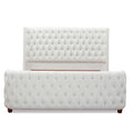 Brooklyn King Tufted Panel Bed Headboard And Footboard Set, Antique White Polyester Box Spring Required King Antique White Wood Foam Polyester Polyester