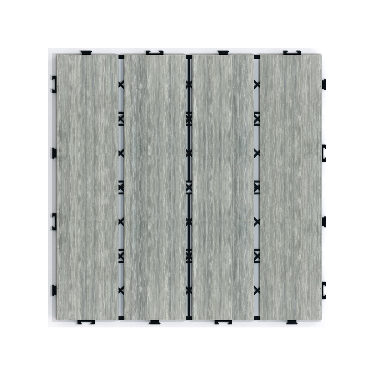 Patio Floor Tiles Pack Of 22 Wpc Wood Plastic Composite Patio Deck Tiles Diy Interlocking Decking Tiles, Quick Deck Floor Tile, Court Tile, Water Resistant Indoor Outdoor 11.8" Skygrey Light Gray