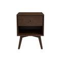 Caroline Mid Century Modern Style Night Stand Brown Solid Wood