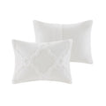 3 Piece Tufted Cotton Chenille Geometric Duvet Cover Set King Off White Cotton