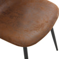 Table And Chair Set.Mdf Rectangular Dining Table, 6 Modern Medieval Style Restaurant Cushioned Side Chairs With With Soft Cushions And Black Metal Legs.Suitable For Restaurants, Living Rooms, Kitchen. Brown Seats 6 Mdf Metal