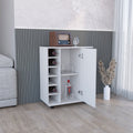 Lothian Bar Cart With Casters, 2 Side Storage Shelves And 6 Wine Bottle Rack White Primary Living Space Modern Particle Board Engineered Wood
