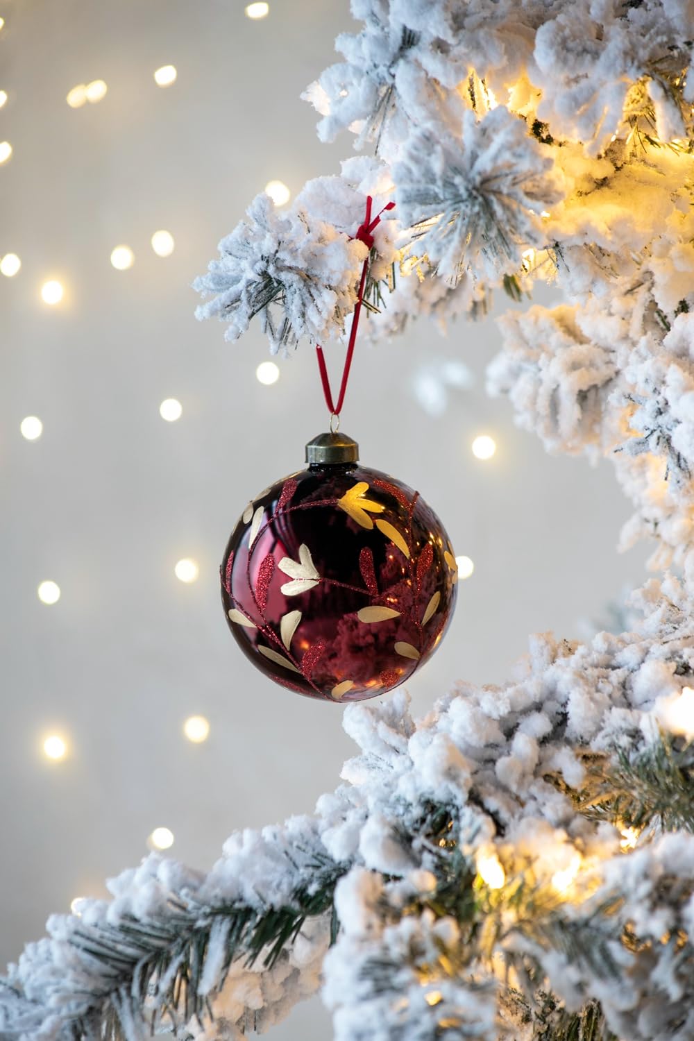 D4.7" Christmas Ball Ornaments, Glass Decorative Hanging Ball Christmas Tree Ornaments For Holiday Party Decorations, Set Of 4 Red Glass