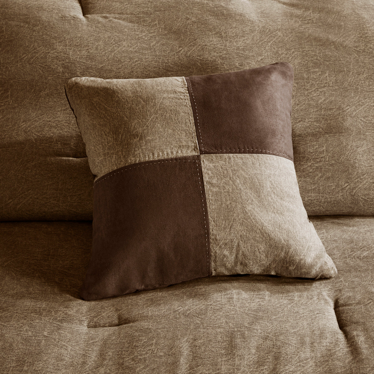 7 Piece Faux Suede Comforter Set Brown King King Brown Polyester