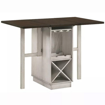 Berg 17 47 Inch Extendable Counter Height Table, Brown, Antique White Brown White Solid Wood