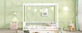 Twin Size Canopy Frame Floor Bed With Fence, Guardrails,White Twin White American Design Pine