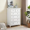 Modern 6 Drawers Dresser 6 Drawers Cabinet,Chest Of Drawers Closet Organizers And Storage Clothes Storage Drawers Cabinet For Living Room, Farmhouse Dresser Organizer White White Mdf