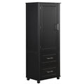 Tall Bathroom Storage Cabinet, Freestanding Storage Cabinet With Two Drawers And Adjustable Shelf, Mdf Board With Painted Finish, Black Black Mdf