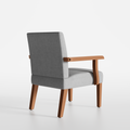 Fabric Accent Arm Chair Set Of 2 With Round Wood Table Light Gray Fabric