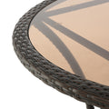 Table Antique Brown Rattan Glass