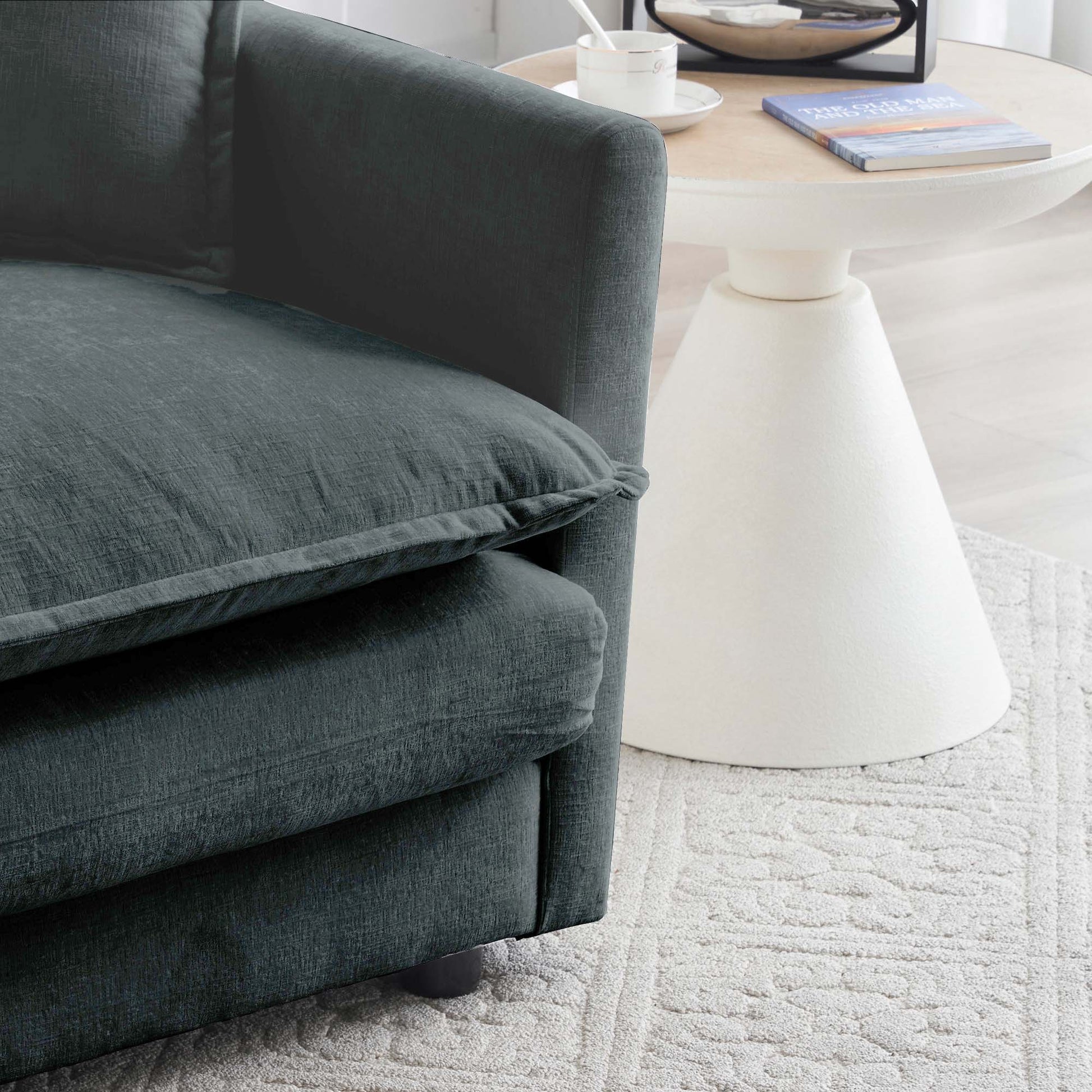 4 Piece Upholstered Sectional Sofa, 1 Piece Of 2 Seater Sofa And 2 Piece Of Ottomans2 Seater Loveseat Lounge With Ottomansgray Chenille Gray Chenille 2 Seat