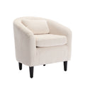 Coolmore Living Room Accent Barrel Chair, Century Modern Style Decorative Chair, Armchair For Living Room With Thick Cushions And Pillows, Comfy Single Sofa Chair, Chair With Wooden Legs,Beige Beige Corduroy