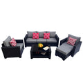 Outdoor Garden Patio Furniture 7 Piece Pe Rattan Wicker Cushioned Sofa Sets And Coffee Table, Patio Furniture Set Outdoor Couch Outdoor Couch Patio Furniture Outdoor Sofa Patio Couch Yes Complete Patio Set Gray Seats 6 Weather Resistant Frame Water